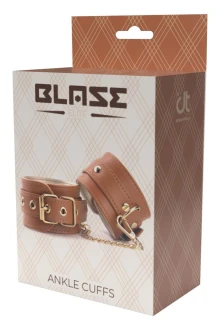 Kajdanki na kostki z łańcuszkiem – Blaze Elite Ankle Cuffs Cognac Vegan Leather