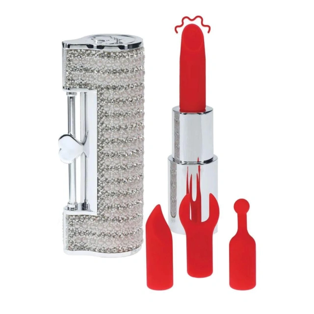 Angel - Lipstick Vibrator with 4 Attachments - Clear