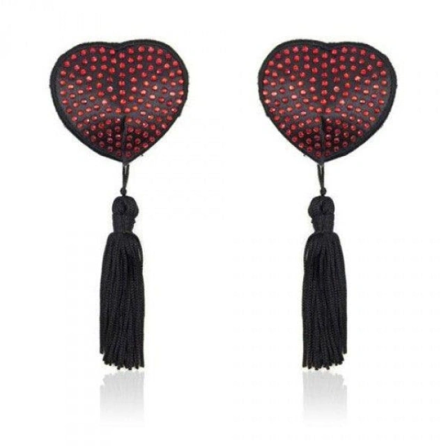 Heart shine nipples tassels (rosso)