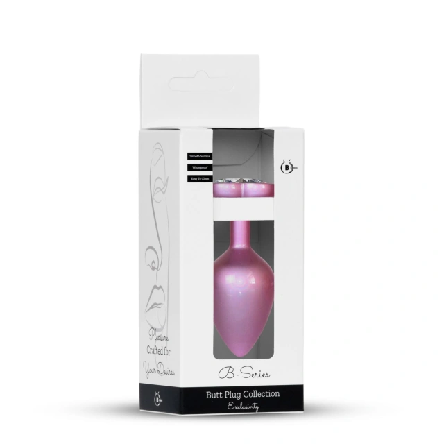 Plug-Jewellery Pearl Pink Heart PLUG- Clear M