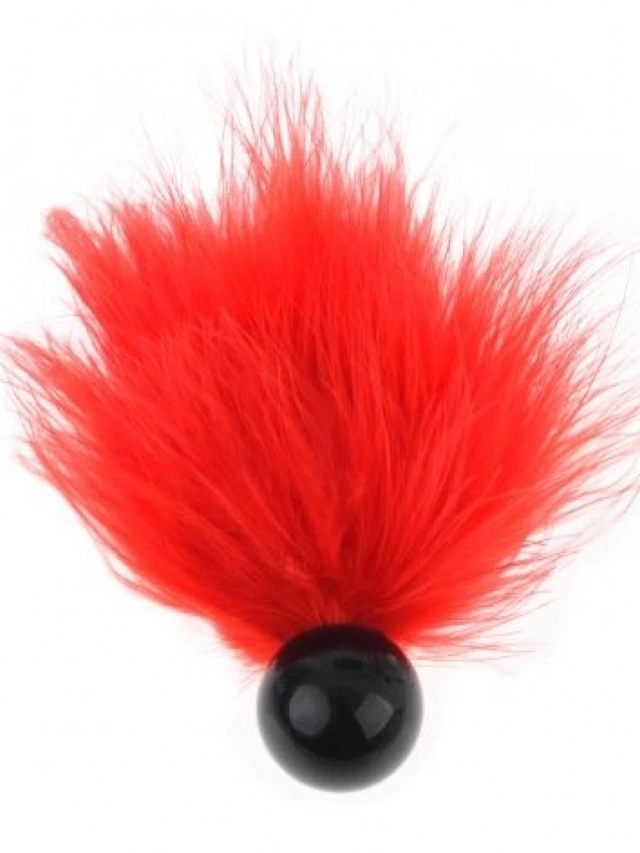 Piórko do łaskotania BDSM z kulką – Tickler with Ball Red