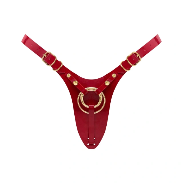 LEATHERETTE HARNESS FABULOUS - ONE SIZE - RED GLOSSY