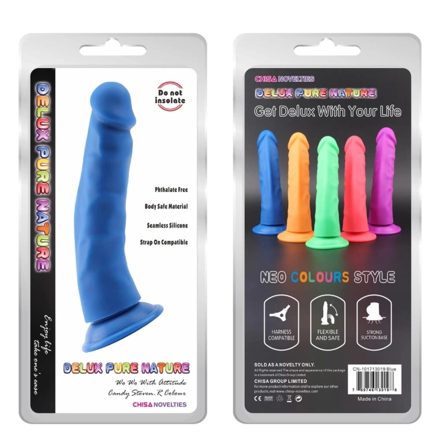 Realistyczne dildo silikonowe z przyssawką 22,5 cm niebieskie – Steven R Blue