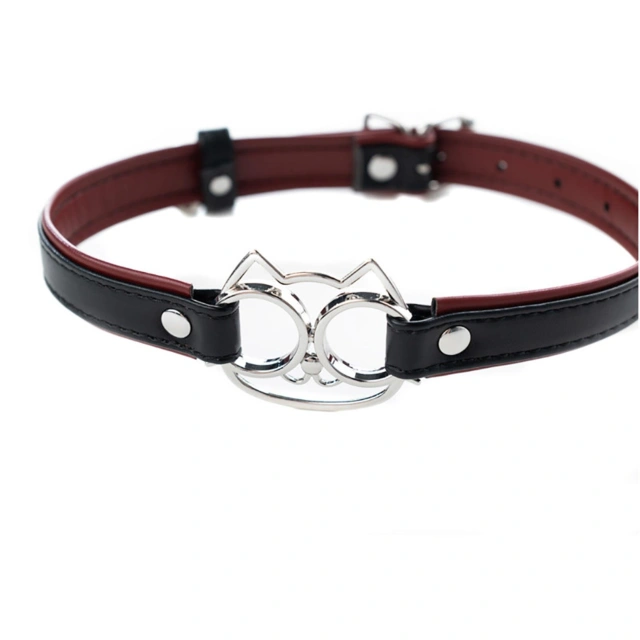 Adjustable collar with cat face.