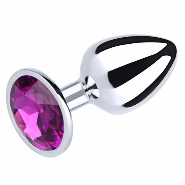 Silver Small Butt Plug with Purple Diamond