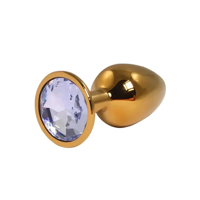 Gold Small Butt Plug with White Diamond