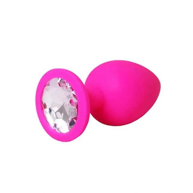 Pink small butt plug with white crystal