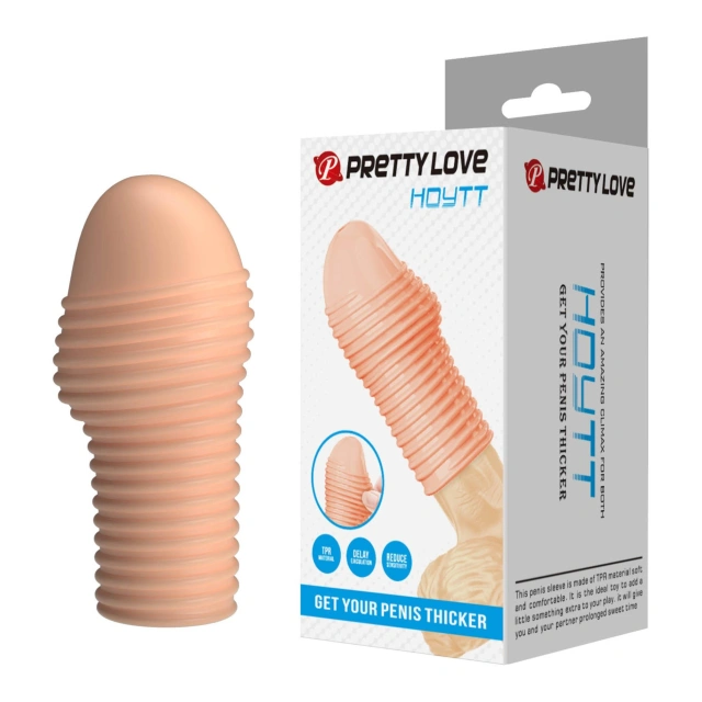Nakładka na penisa przelotowa pogrubiająca cielista – Pretty Love Hoytt Flesh
