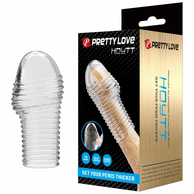 Nakładka na penisa przelotowa pogrubiająca transparentna – Pretty Love Hoytt Clear