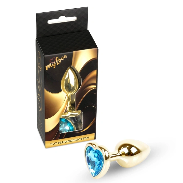 MyLove Toys - Jewellery Gold  Heart PLUG- Light Blue