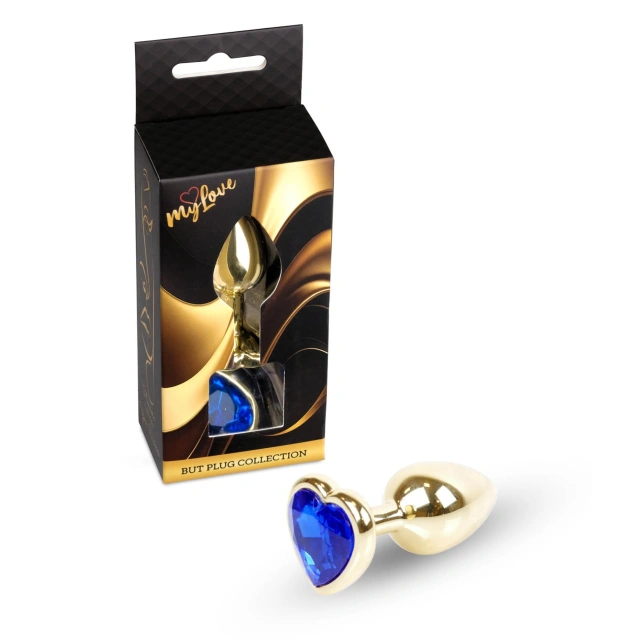 MyLove Toys - Jewellery Gold  Heart PLUG- Dark Blue