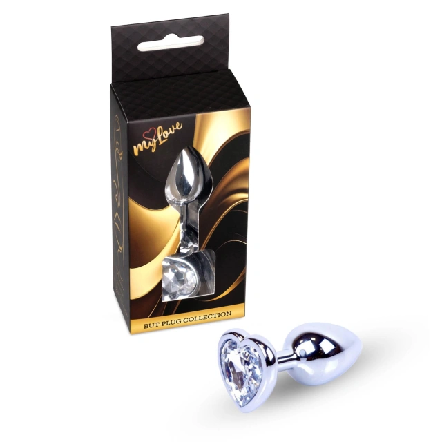 MyLove Toys - Jewellery Silver  Heart PLUG- Clear