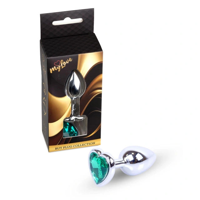 MyLove Toys - Jewellery Silver  Heart PLUG- Green