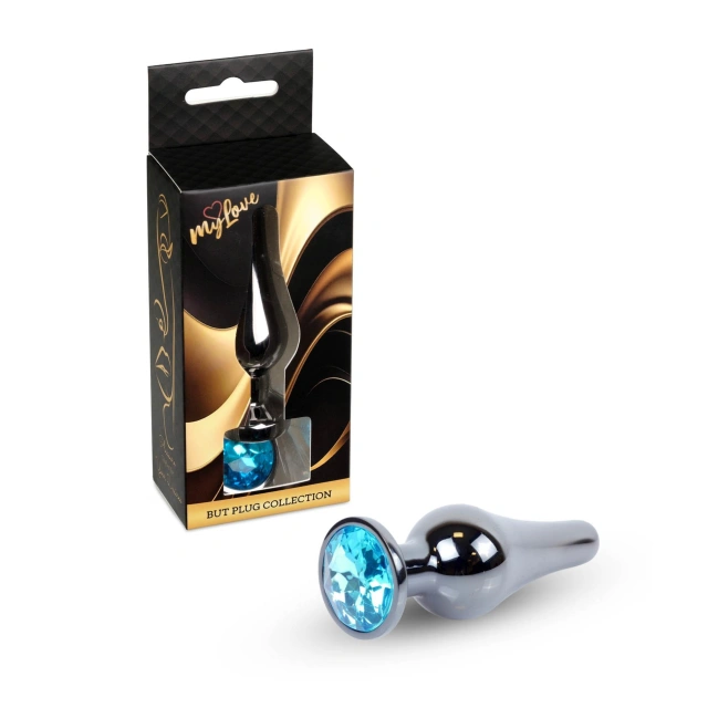 MyLove Toys - Jewellery Dark Silver BUTT PLUG- Light Blue