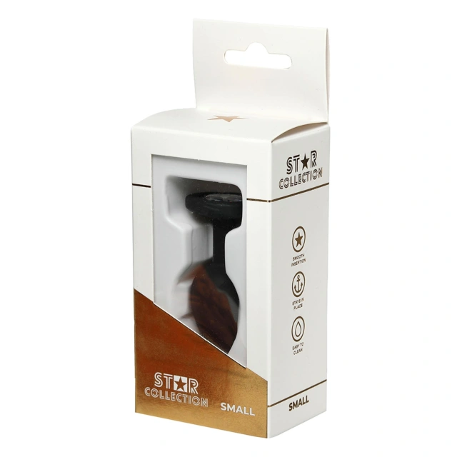 Star Collection - Black Silicone Anal Plug S - Clear Stone