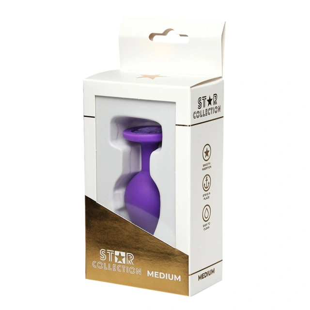 Star Collection - Purple Silicone Anal Plug M - Purple Stone