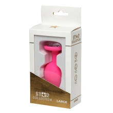 Star Collection - Pink Silicone Anal Plug L - Clear Stone