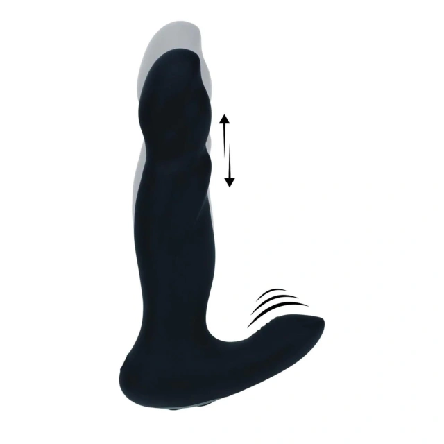 Vibrating and Thrusting Silicone Prostate Massager - Black