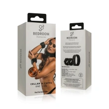 Zestaw obroża i kajdanki BDSM czarne – Bedroom Fantasies Collar & WristCuffs Black