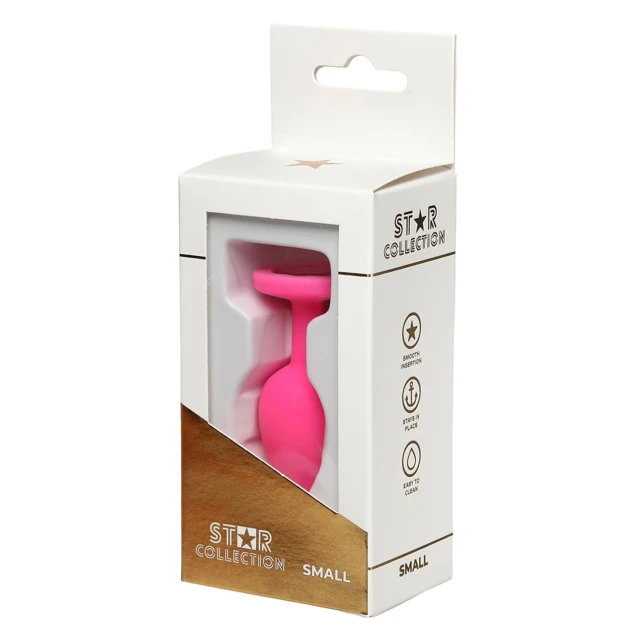 Star Collection - Pink Silicone Anal Plug S - Pink Stone