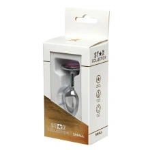 Star Collection - Silver Metal Anal Plug S - Light Pink Stone