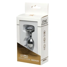 Star Collection - Silver Metal Anal Plug M - Clear Stone