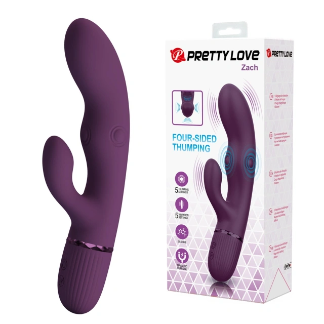 Pretty Love Zach Purple – Four-Sided Thumping Rabbit Vibrator
