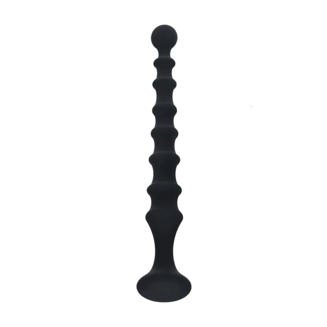 Ribbed Silicone Flared Anal Probe - Black