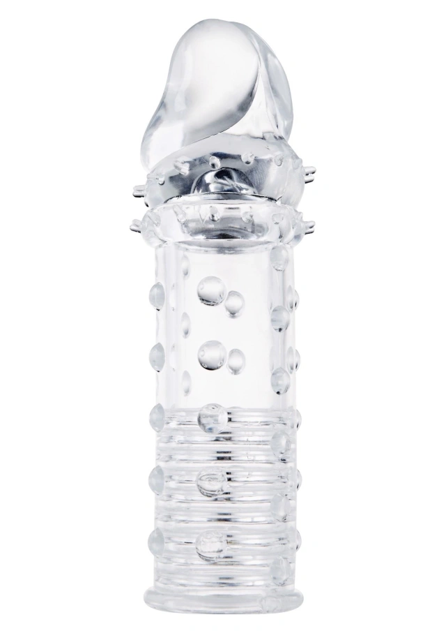 Nakładka na penisa z wypustkami – mocniejsza stymulacja i pogrubienie – Power Stud Sleeve Transparent