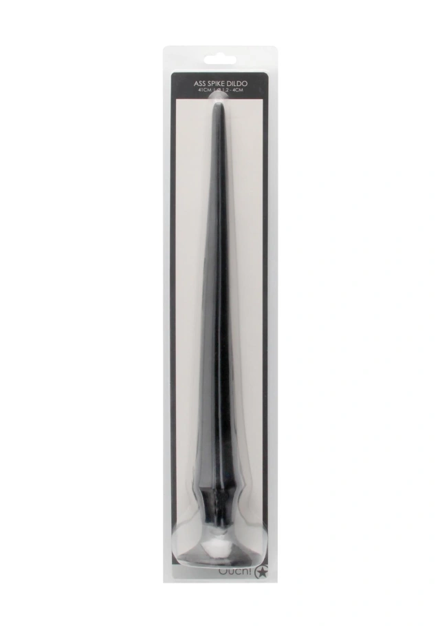 Ekstremalne dildo analne XXL z kolcami i przyssawką 42 cm czarne – Ass Spike Dildo Black Ouch