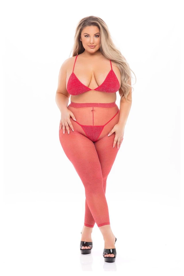 TALL ORDER 3PC LEGGING SET RED, PLUS SIZE
