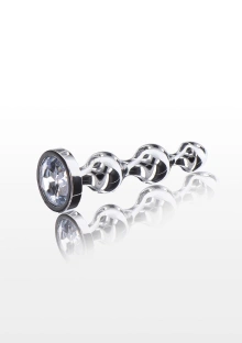 Metalowe kulki analne z kryształkiem - Diamond Star Beads Large Silver