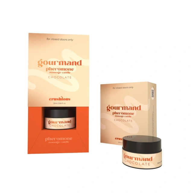 CRUSHIOUS GOURMAND MASSAGE CANDLE WITH PHEROMONES AND CHOCOLATE SCENT 20ML