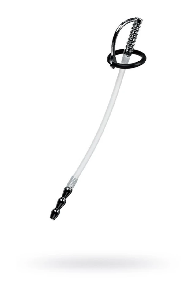 Urethral catheter TOYFA Metal, with replaceable securing rings, silicone, silver, 23cm