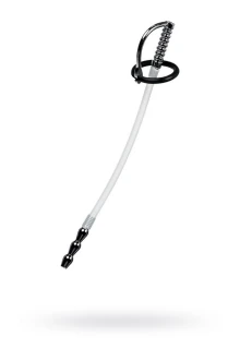 Urethral catheter TOYFA Metal, with replaceable securing rings, silicone, silver, 23cm