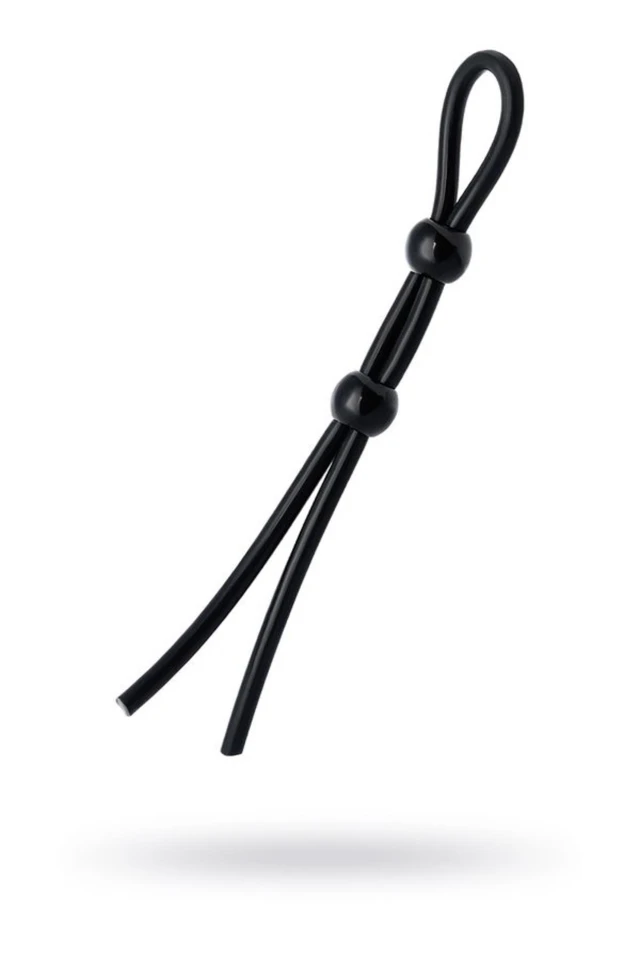 Lasso on the penis A-toys by TOYFA with two beads, silicone, black, 19.5 cm