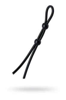Lasso on the penis A-toys by TOYFA with two beads, silicone, black, 19.5 cm