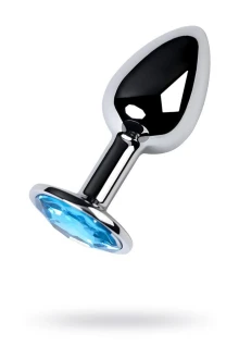 Silver anal plug TOYFA Metal,with a Topaz color gem