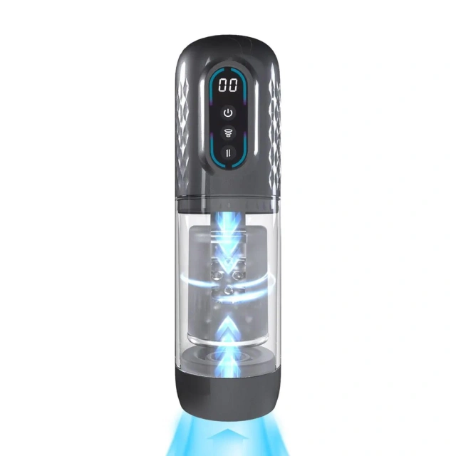 Vortex - Suction Rotation and Thrusting Masturbator Pump - Gun Metal