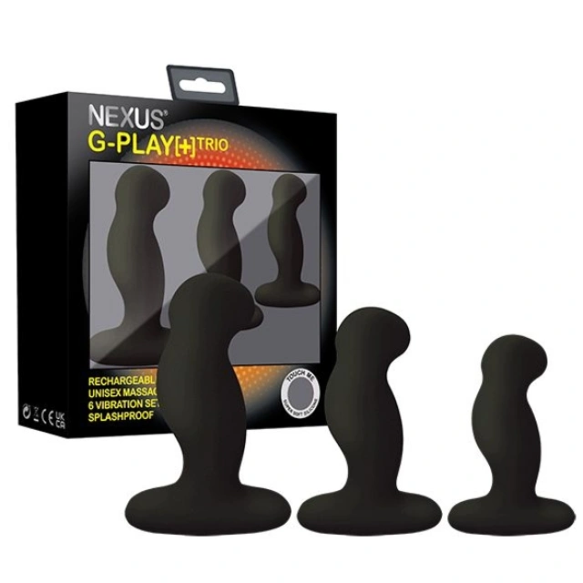 Zestaw Trzech Różnych Masażerów Prostaty G-Play+ Trio S/M/L Black Nexus