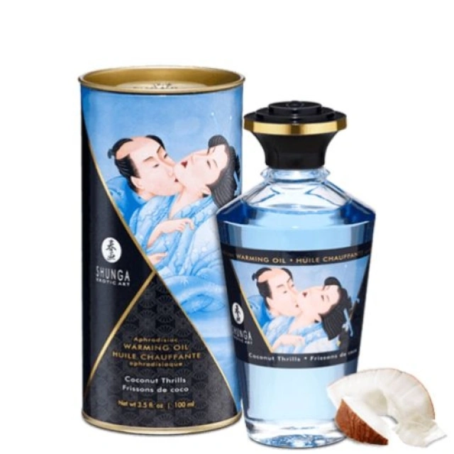 Jadalny Olejek Rozgrzewający Do Miejsc Intymnych O Smaku Kokosowym Aphrodisiac Warming Oil Coconut Thrills 100Ml Shunga