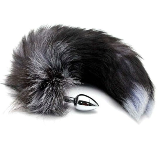 Korek Analny Lisi Ogon Black & White Fox Tail S Alive