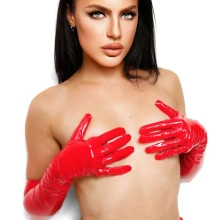 Rękawiczki Tight Fitting Pvc Gloves Red S/M Kinky Diva