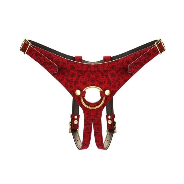 Kinbaku Ukiyoe Red Rosy Leather Strap On Harness Liebe Seele