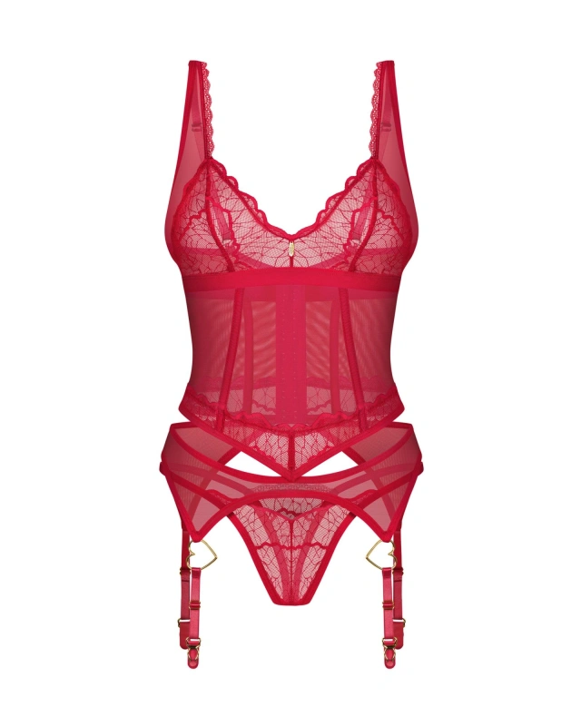 Komplet Bielizny Cupide Desir Gorset I Stringi S/M Obsessive
