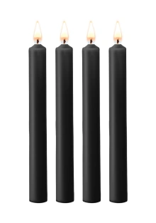 Teasing Wax Candles Large 4-Pack Black - Czarny Zestaw Długich Świec Do Bdsm Ouch! by Shots