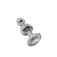 Korek analny Lollypop Double Ball Metal Plug S White Wooomy