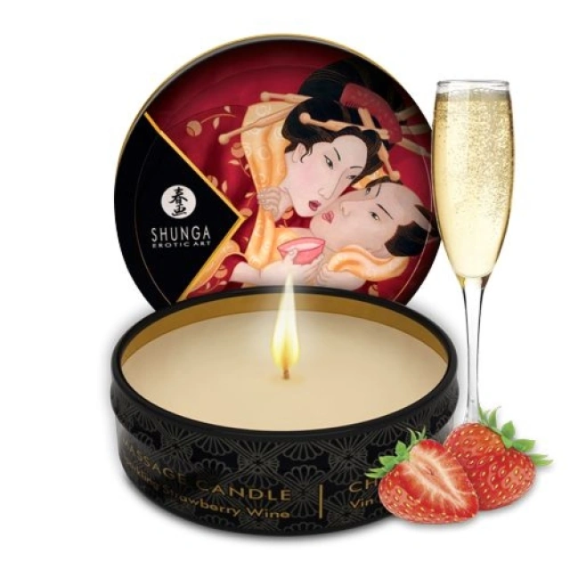 Świeca Do Masażu O Zapachu Szampana Z Truskawkami Romance Massage Candle 30Ml Shunga 
