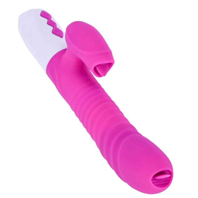 Silikonowy Wibrator USB 7 Trybów Funkcja Pchania i Podgrzewanie Fioletowy