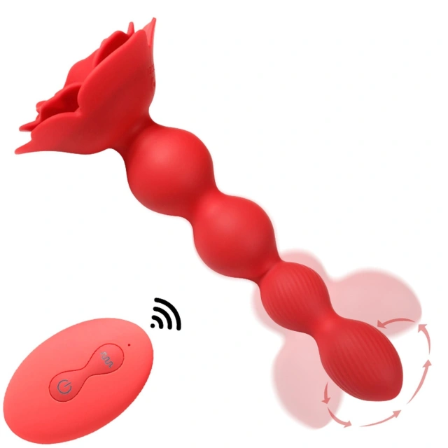 Korek Analny Rose Rotating Anal Beads B - Series Cute z Obrotowymi Kulkami 